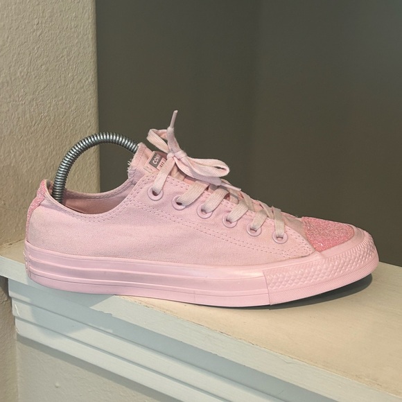 Converse Pink Glitter Toe Shoes Canvas Low Women 8 Chuck Taylor All Star Ox - Picture 2 of 9
